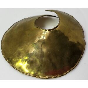 Vintage Hammered Brass Hair Slide Bun Holder Boho Artisan Spiral Ponytail Shield